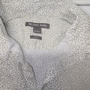 Michael Kors Men's Olive Leaf Print Shirt